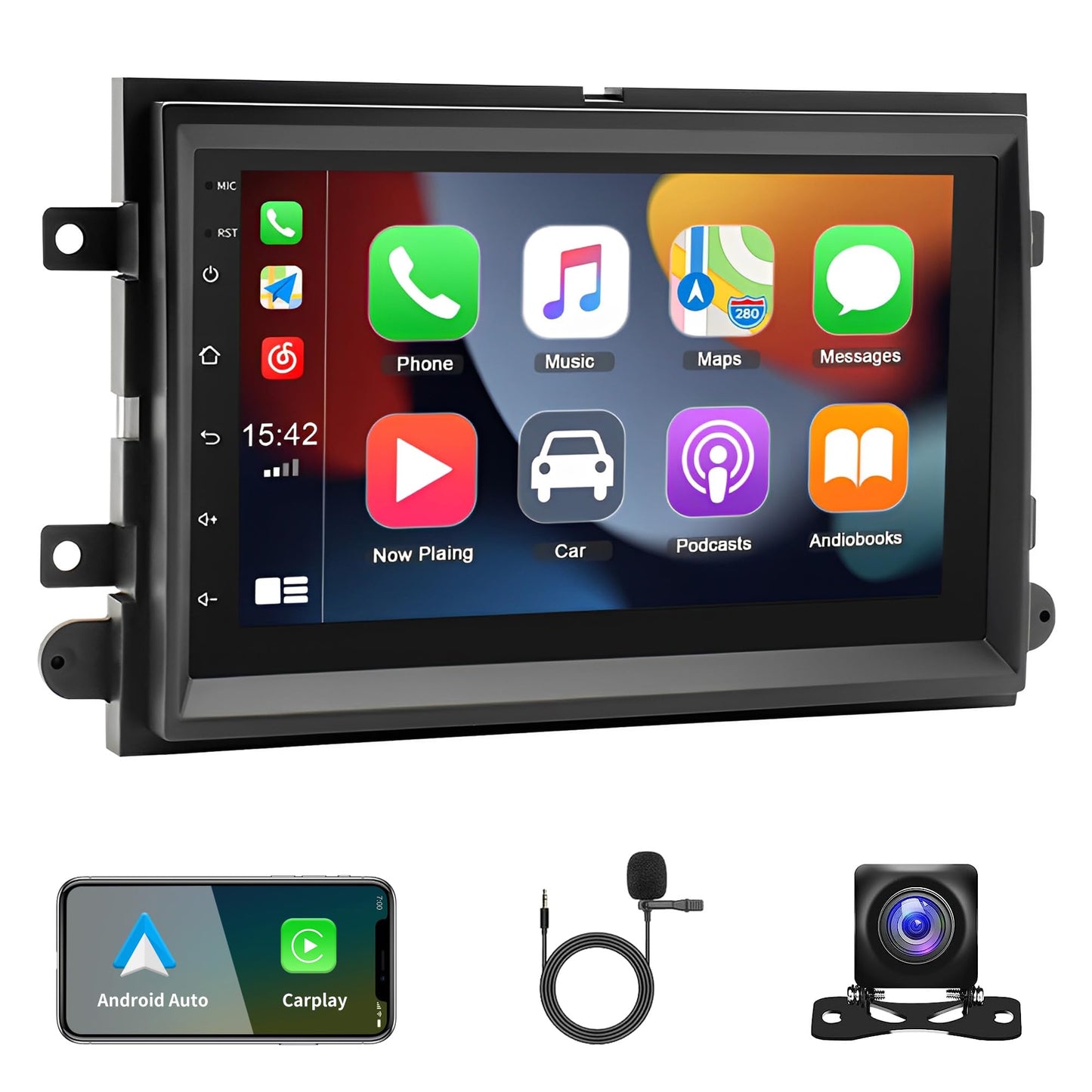 Car Stereo Radio for Ford F150 F250 F350 2004-2014, 7" Touchscreen Android 13 Car Radio Stereo Head Unit Dash Kit with Wireless CarPlay Android Auto GPS Navi SWC DSP FM WiFi Bluetooth Camera Mic