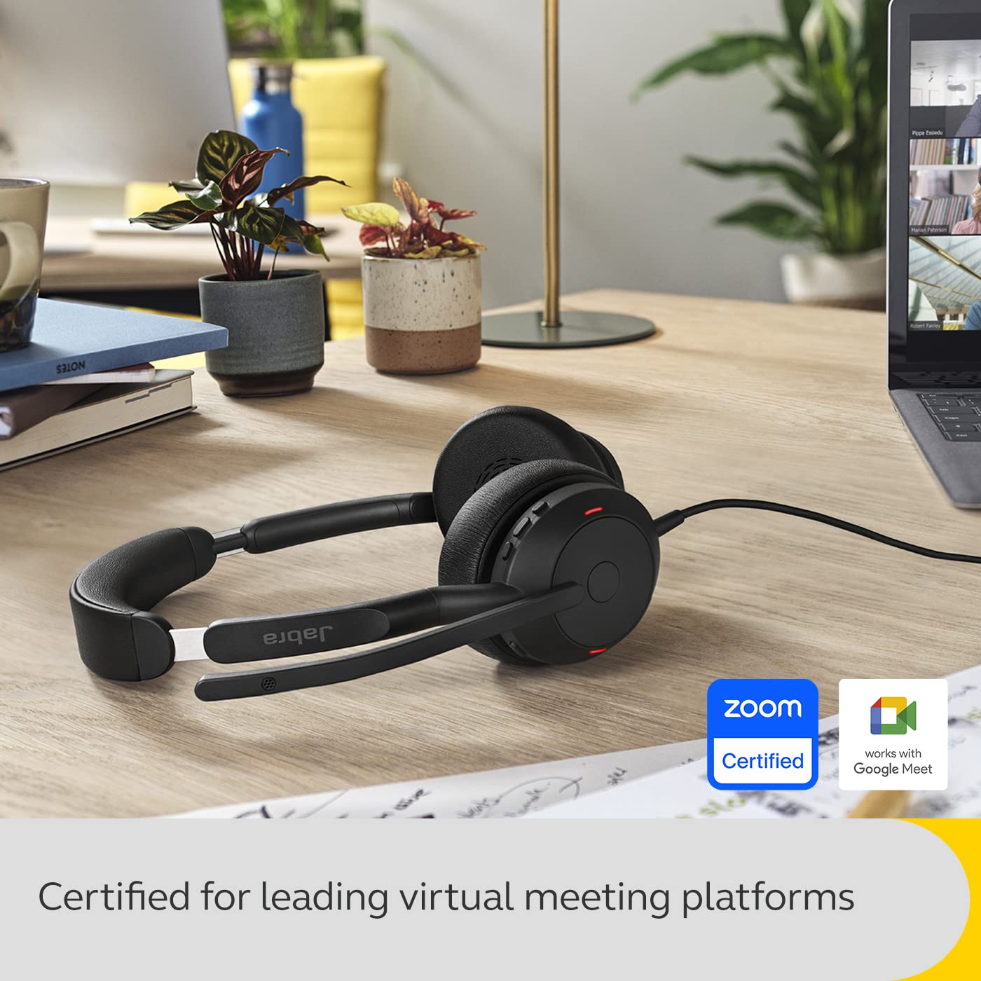 Jabra Evolve2 50 Wired Stereo Headset - with AirComfort Technology, Noise-Cancelling Mics & Active Noise Cancellation - Works with All Leading UC Platforms Such as Zoom & Google Meet - Black