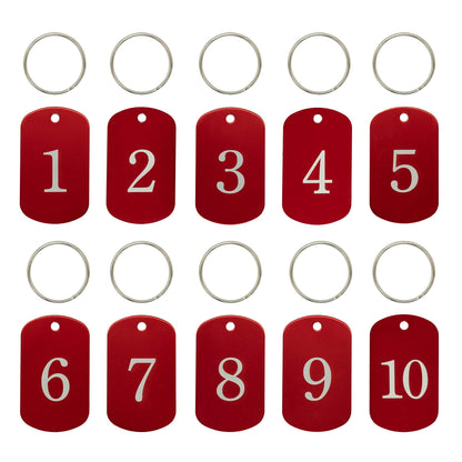 StayMax Aluminum Numbered Tags Key Tags ID Tags (1-25, Red)