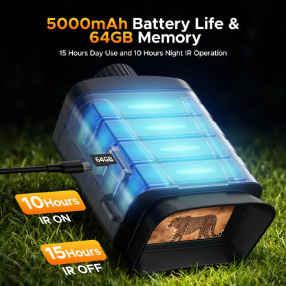 Night Vision Binoculars with 1200Yd Laser Rangefinder, 4K Video & 48MP Photo, 18X Digital Zoom Infrared Night Vision Goggles, 5000mAh Rechargeable for Wildlife Observation, Camping & Night Outdoor Use
