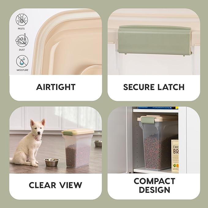 IRIS USA Dog Food Storage Container, Airtight Lid, Versatile Pet Food Bin