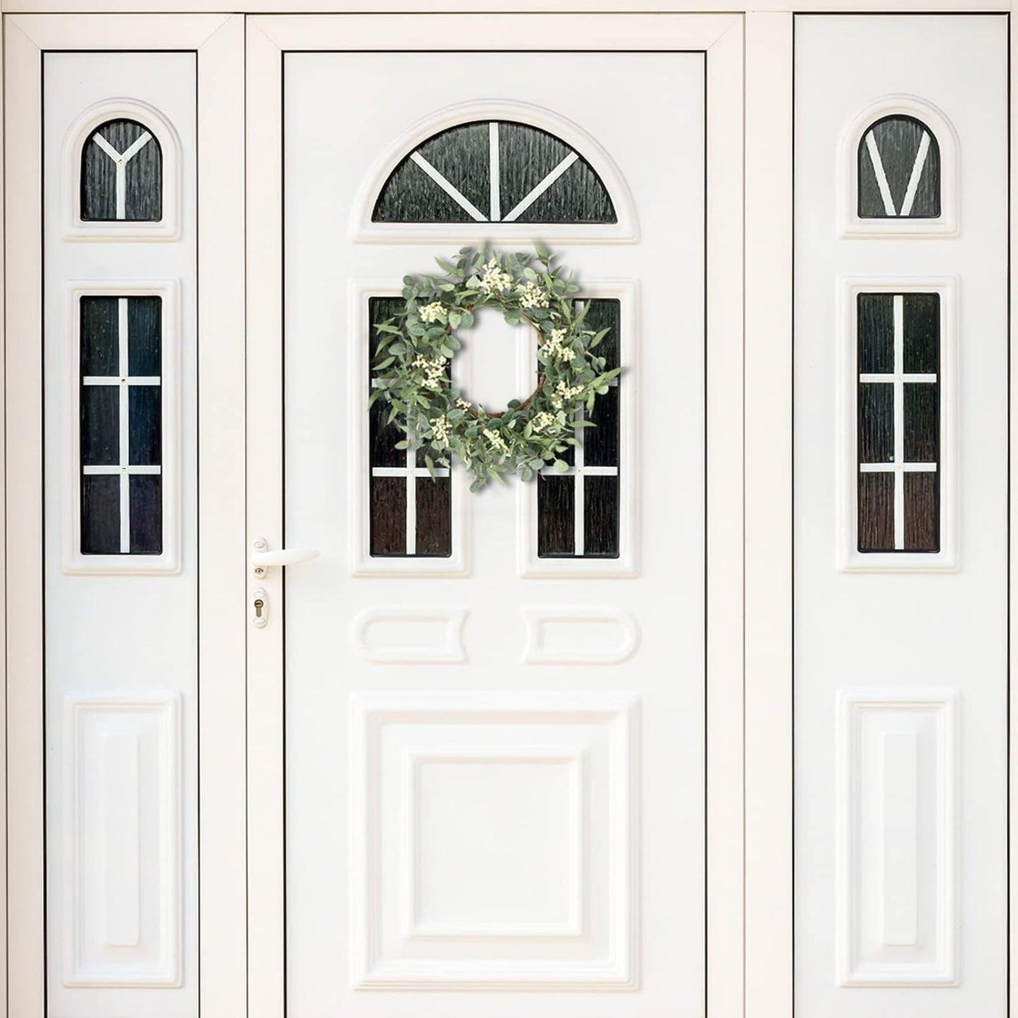 Eucalyptus Wreath, 20" White Berries Artificial Greenery Olives Leaves Spring Wreath,Holiday Large Front Door Wreath for Porch Outdoor Farmhouse Window Wedding Wall Home Decoration