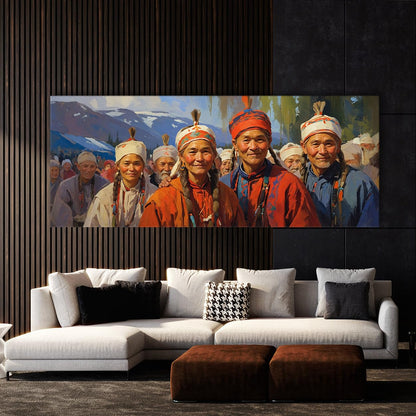 Sense Canvas Scandinavian Sami Celebrations 61 Canvas Art - Home Decor Wall Art Print Poster Painting Large 40x16 / 0.75"