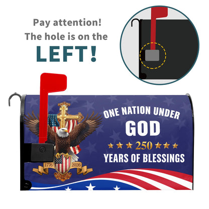 Ancordivo 4th of July Patriotic Mailbox Covers Magnetic Standard Size 21 x 18 Inch 250th Anniversary 1776-2026 One Nation Under God Mailbox Wraps Post Letter Box Cover for Garden Yard Decor
