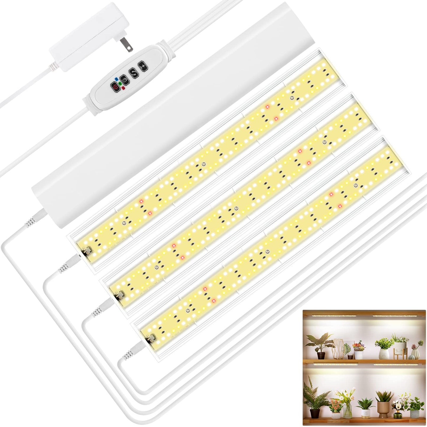 FOXGARDEN Grow Light, Full Spectrum Plant Light Strip for Indoor Plants, 384 LED Bright Grow Lamp with Auto On/Off Timer 4/8/12H, 4 Switch Modes, 10 Dimmable Brightness, 4 Packs