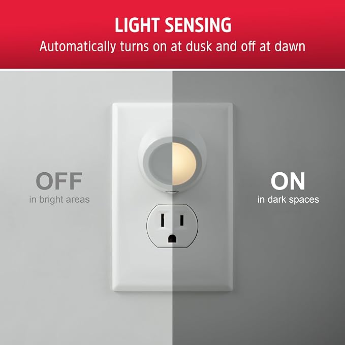 Energizer LED Rotating Night Lights Plug Into Wall Dusk to Dawn Sensor Home Decor Apartment Essentials Ambient Lighting Nightlight 40293 2 Pack