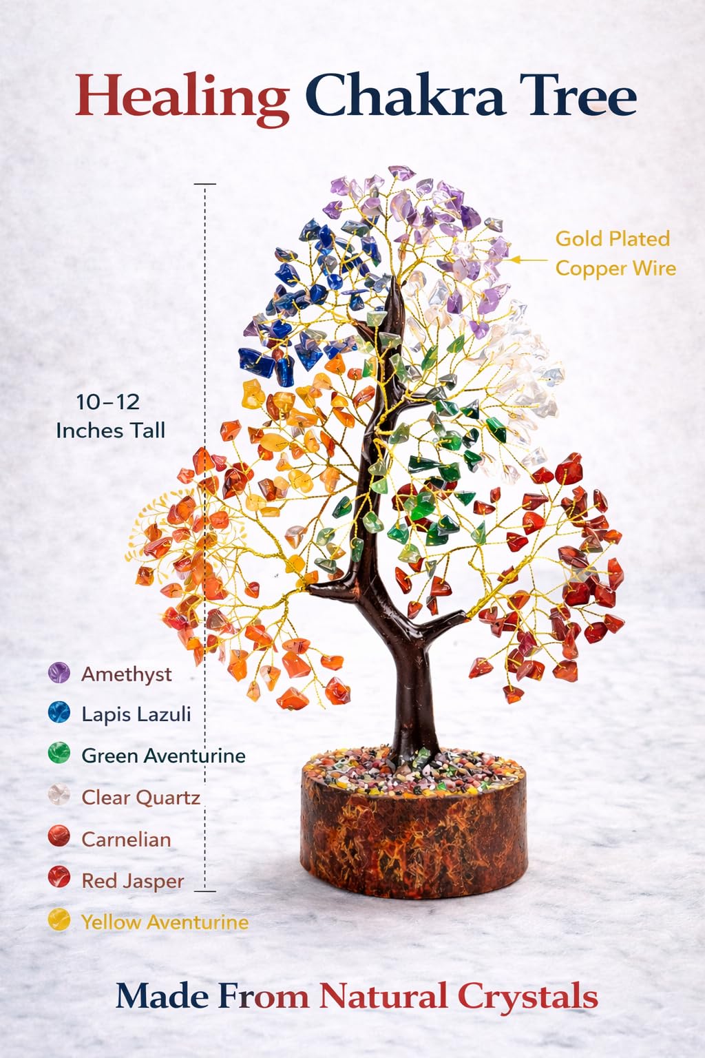 Neetva 7 Chakra Crystal Tree of Life – Natural Gemstone Bonsai Tree for Meditation, Reiki Healing, Positive Energy & Home Decor | Gifts for Women | Office Decor