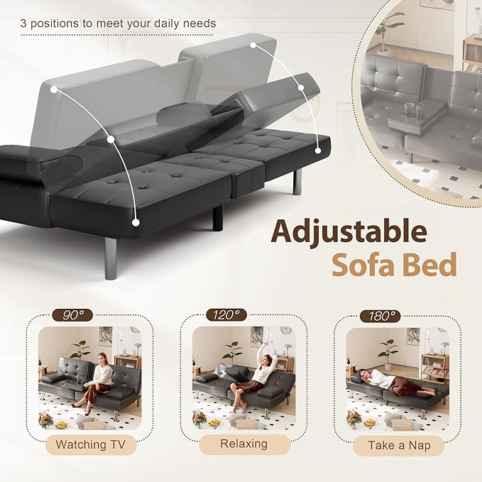 Shahoo Convertible Folding Futon Sofa Bed Sleeper Couch