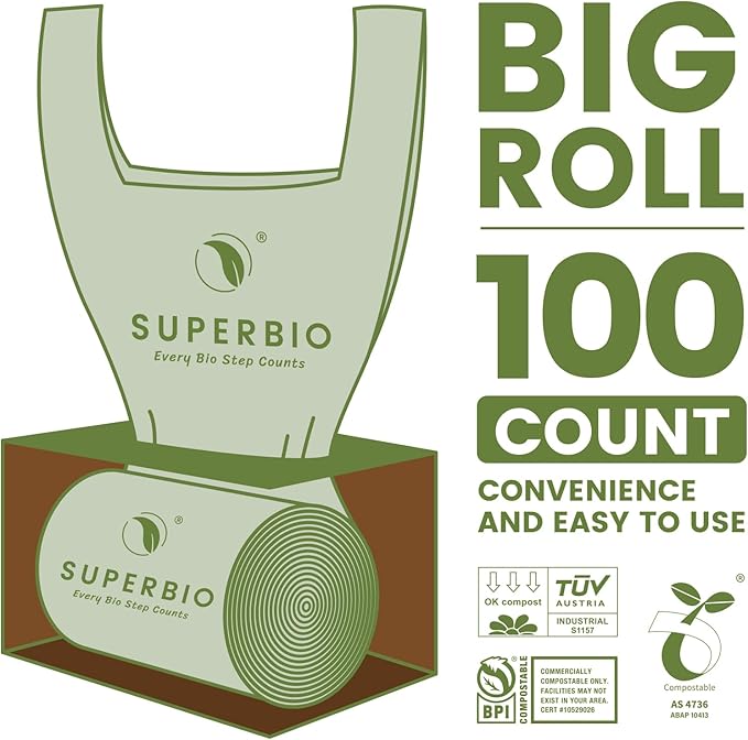 SUPERBIO 2.6 Gallon Compostable Bags