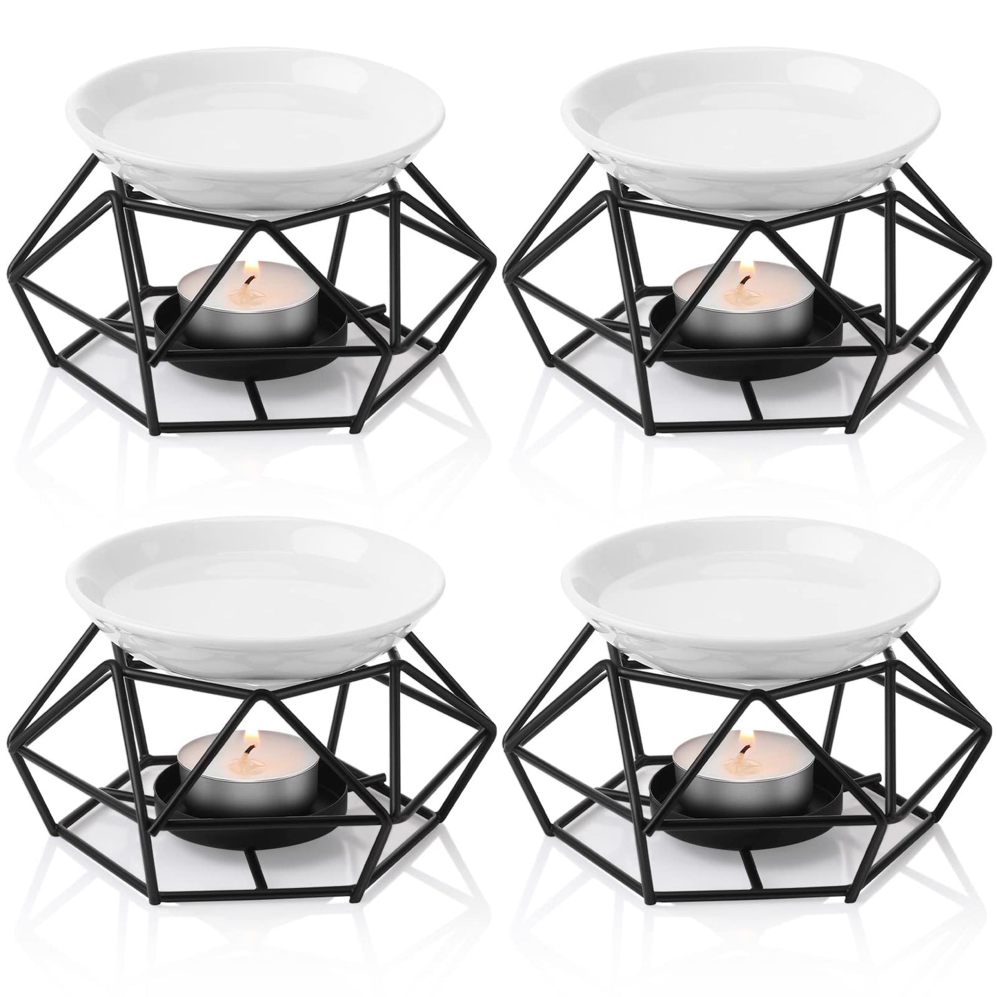 Mimorou 4 Pcs Romantic Essential Oil Burner Black Metal Wax Melt Bird Nest Style Tealight Wax Warmer Delicate Tealight Candle Holder Candle Tart Burne Home Wedding Decoration(Black)