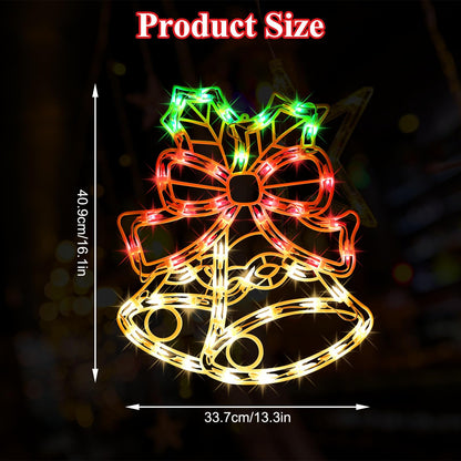 15Inch Christmas Bell Light,Bell Decoration Lights,Christmas Window Silhouette Light,Double Side Sign Lamp Decoration for Holiday Indoor Wall Door Glass Decorations