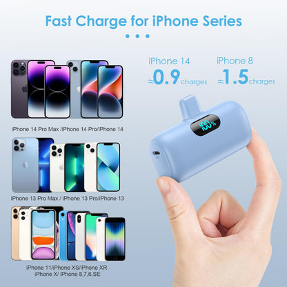 Small Portable Charger for iPhone,Upgraded 5000mAh PD Fast Charging Power Bank,Mini Battery Pack Backup Charger Compatible with iPhone 14/14 Pro Max/13/13 Pro/12 Pro/11/XS/XR/X/8/7/6 etc-Black