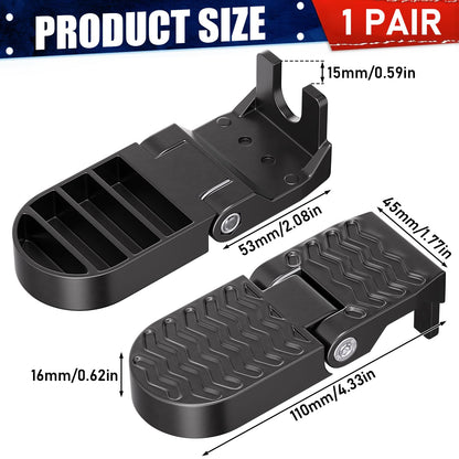 TOBWOLF 2PCS E-Bike U Slot Rear Pedals, 15MM Aluminium Bicycle Foot Peg, Non-Slip Ebike Foot Pegs for Passenger, Folding Rear Bicycle Footrest Pedals for E-Bike, Mountain Bike, Folding Bicycle