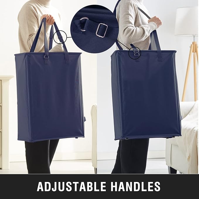 Slim Laundry Hamper with Adjustable Long Handles, 45L Small Laundry Baskets