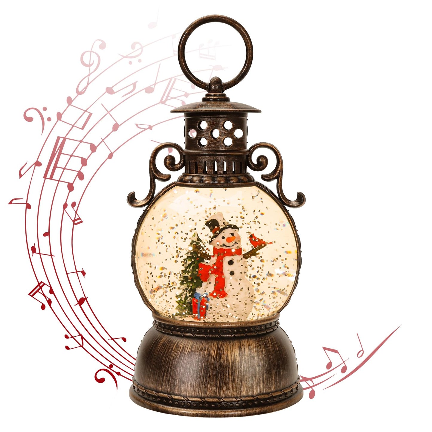 Christmas Snow Globe Glittering Christmas Music Box Snowman Christmas Trees with 8 Songs,Christmas Lantern for Indoor Holiday Party Gifts