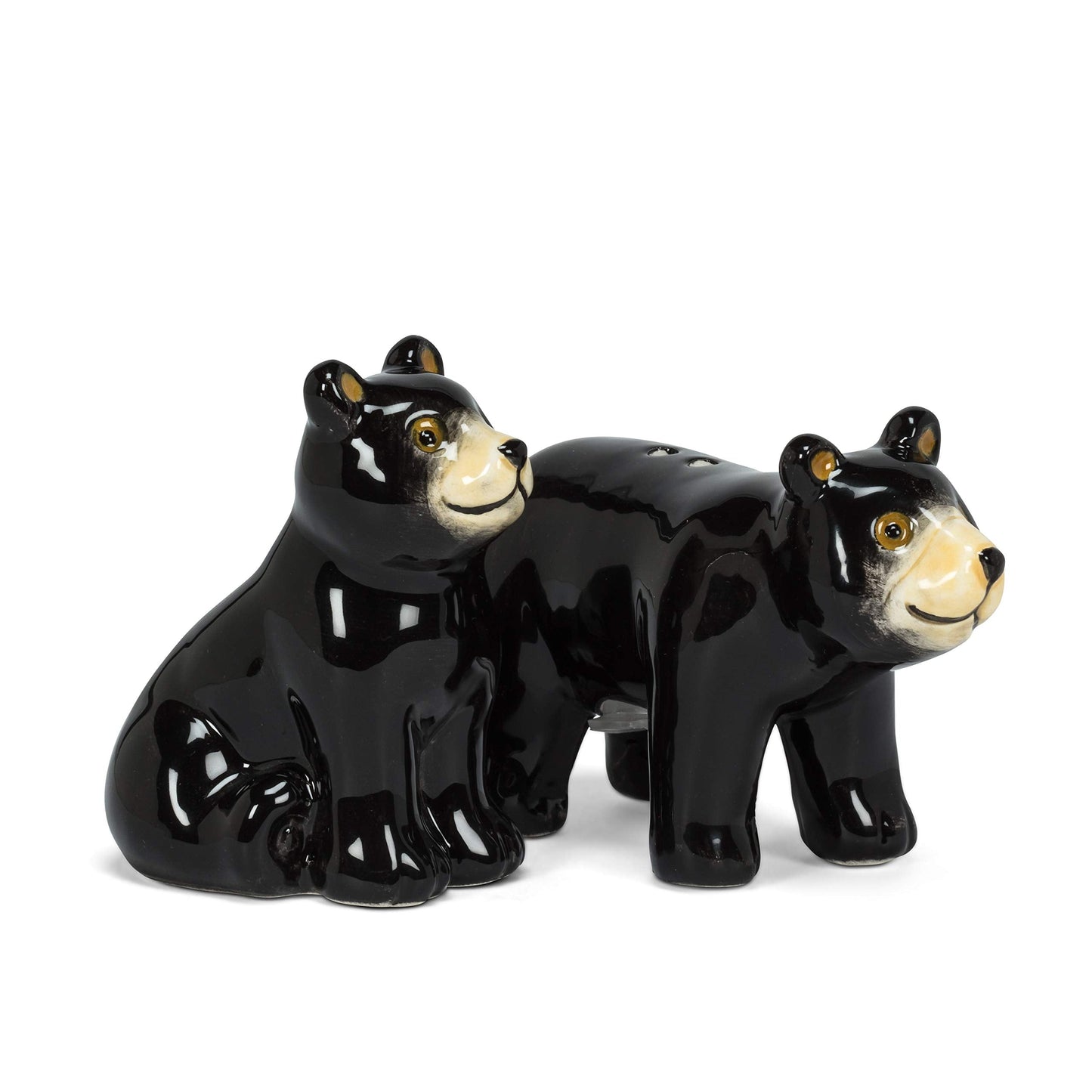 Abbott Collection Black Bear Salt & Pepper Shaker Set - Ceramic, Black (3.5 inches L)