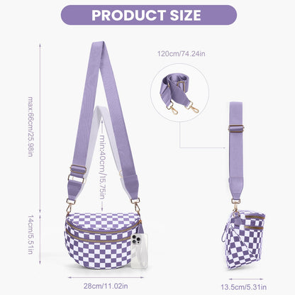 Checkered Crossbody Bum Bags for Women Nylon Checkered Purse Checkerboard Fanny Pack