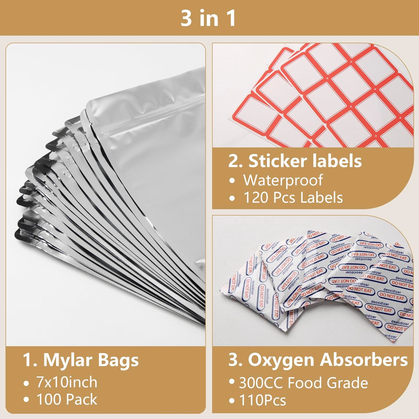 100 Pack 5.5 x 10 Inch Stand Up Pouch Bags Zipper Mylar Bags Clear Front with Aluminum Foil Back Reusable Food Storage Bag for Multipurpose with Gusset Bottom(5.5mil Thickness)