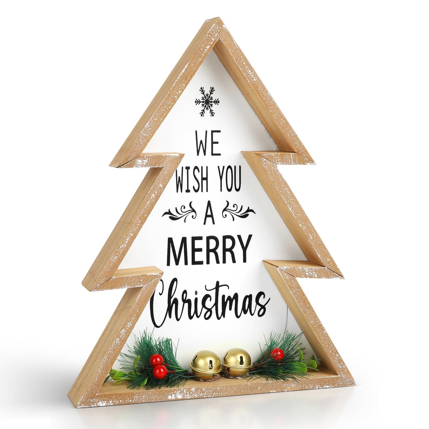 Christmas Table Decorations for Home Christmas Tree Centerpiece Decoration Indoor Wooden Farmhouse Rustic Xmas Trees Tabletop Sign Decorative Block Shelf Tiered Tray Office Desk Window Decor Party Holiday Merry