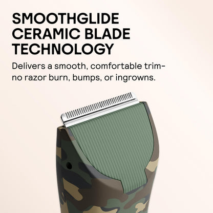 MERIDIAN The Trimmer Original - Body Hair Trimmer for Men, Electric Shaver for Pubic Hair, Chest, Legs & Bikini, Waterproof & Rechargeable, Sage