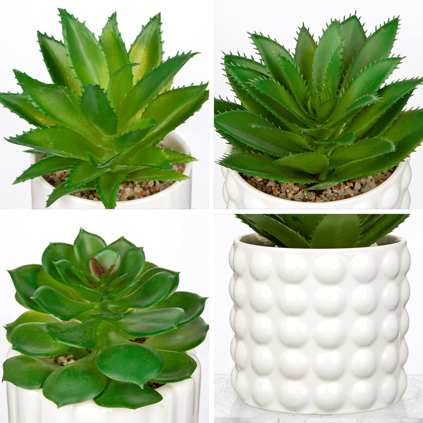 Briful Succulents Plants Artificial in White Ceramic Pots (Set of 3), Small Fake Plants for Home Office Desk Decor – Modern Mini Potted Succulents for Bathroom, Bedroom, Living Room Table, Shelf