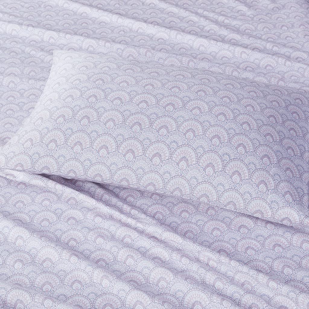 Comfort Spaces 100% Cotton Sheet Set Breathable, Lightweight, Soft with 14" Elastic Pocket Fits up to 16" Mattress, All Season Cozy Bedding, Matching Pillow Case, Full Tabitha Purple 4 Piece