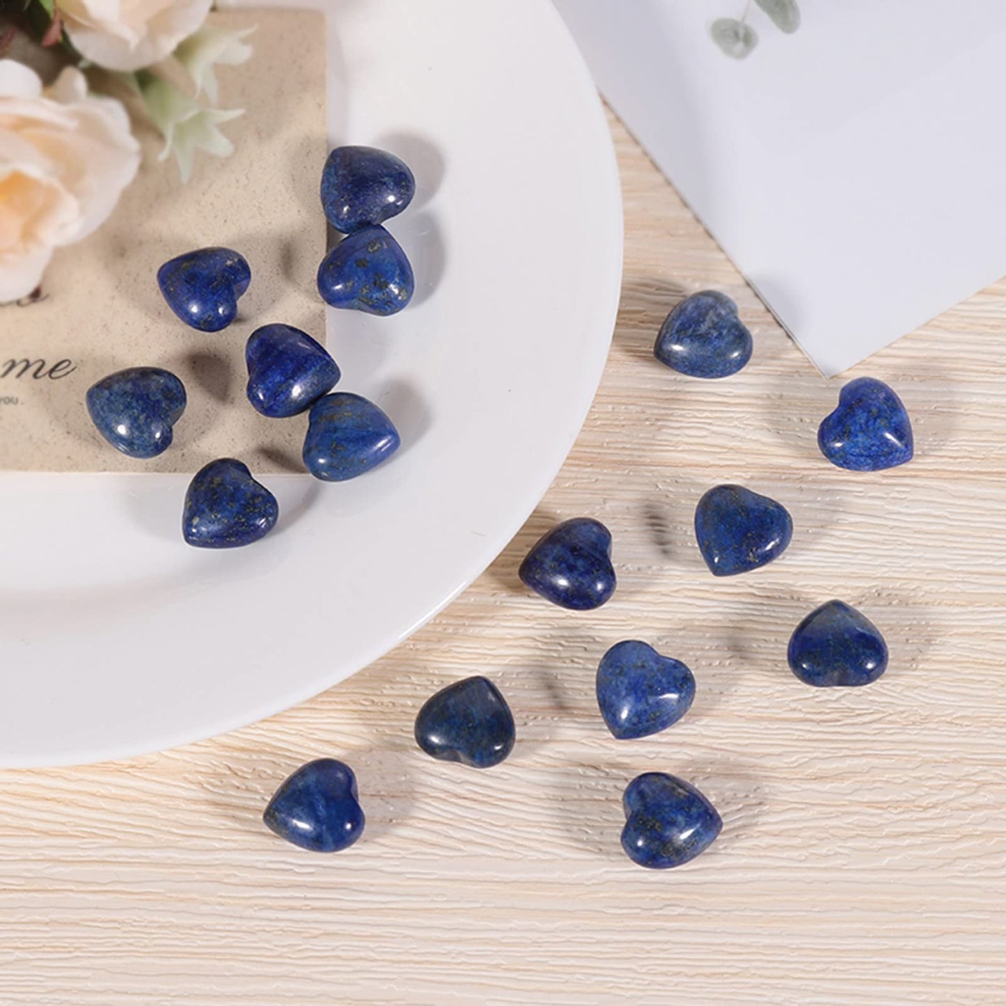 Nupuyai Pack of 8 Love Heart Stone Set for Reiki Chakra Balancing, Healing Pocket Palm Crystal Energy Stones Kit for Valentines Gift, Colorful
