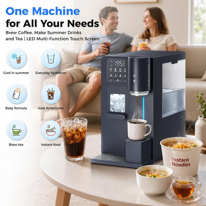 Oylus 3-in-1 Water Dispenser with Ice Maker - Coffee Maker Countertop Bullet Ice Maker with 12H Timer, Hot/Cold/Warm Adjustable Volume Water, K-Cup® Ground Coffee Brewer for Home Office Studio Gift