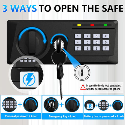 5.2 Cu Ft Large Home Safe Box Fireproof Waterproof, Personal Security Safe with Digital Keypad, Spare Keys, Alarm System and 3 Removable Shelves, Fire Document Safes for Home Money Medicine Valuables