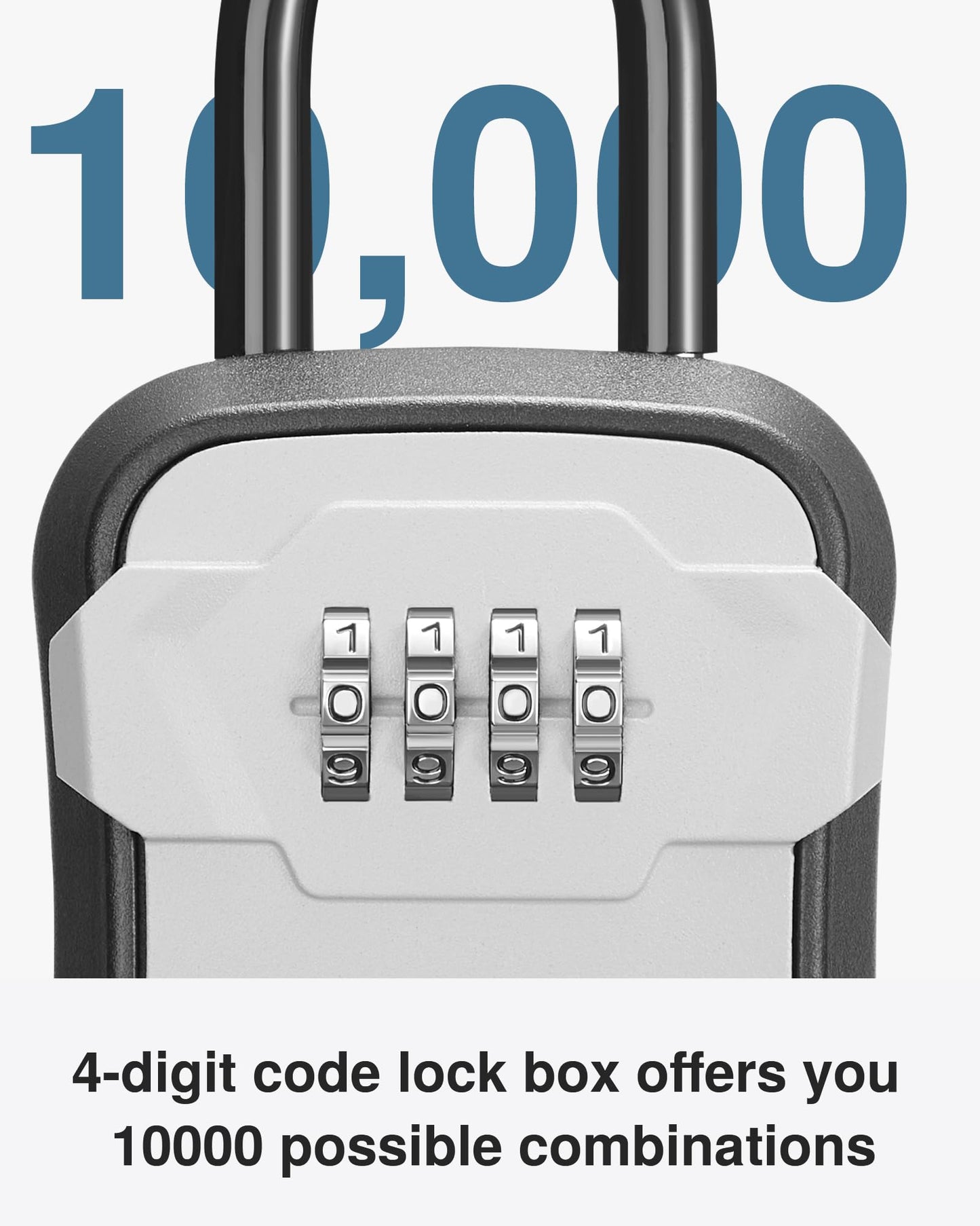 Puroma Lock Box, Key Lock Box Wall Mount & Portable Combination Lockbox with Resettable Code, Security Lockbox for Outside House Keys, Apartment Realtors Spare Keys Storage (1 Pack, Gray)