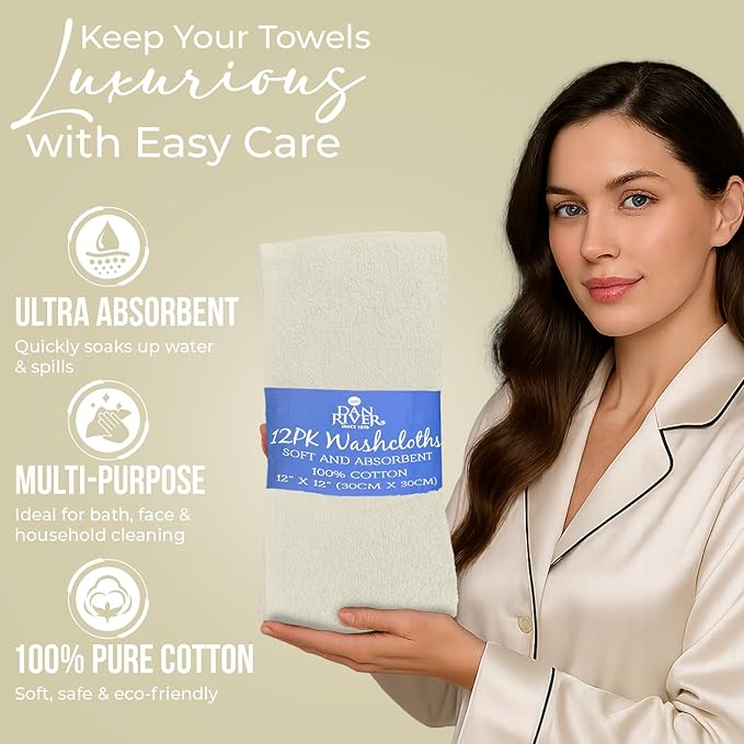 DAN RIVER 12 Pack Wash Cloths for Showering