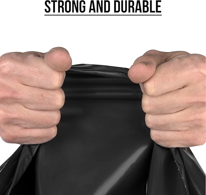 Aluf Plastics 33 Gallon 1 MIL Black Drawstring Tall Kitchen Garbage Bags