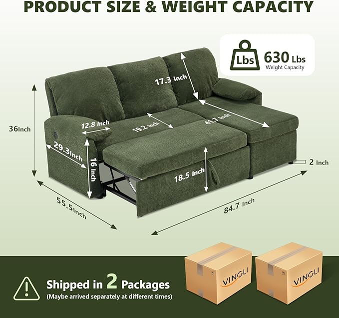 VINGLI Convertible Sofa Bed Couches