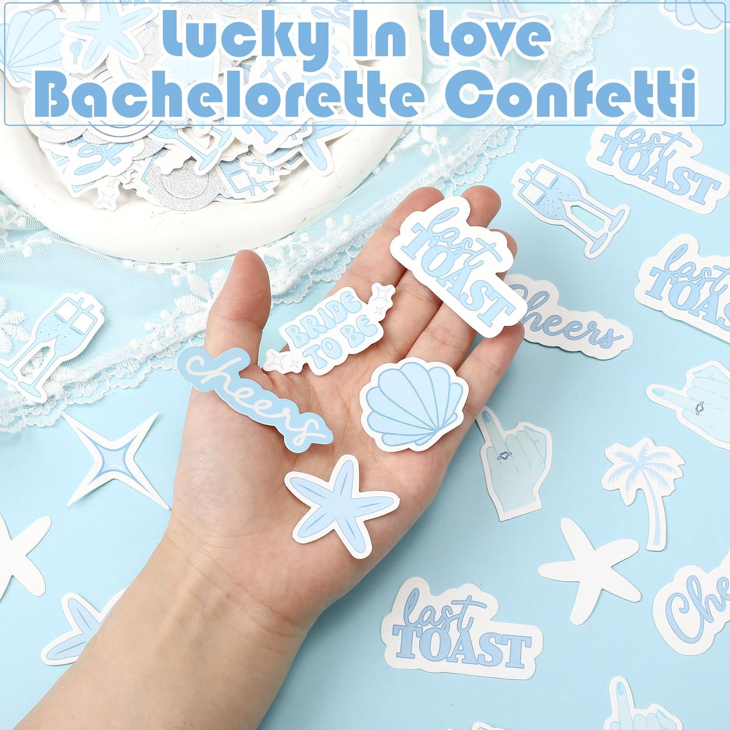 Marspark 300 Pcs Last Toast on the Coast Confetti Bachelorette Party Decorations Seashells Bells Ring Table Centerpieces Decor Ocean Bridal Shower Beach Coastal Party Decor Wedding Supplies