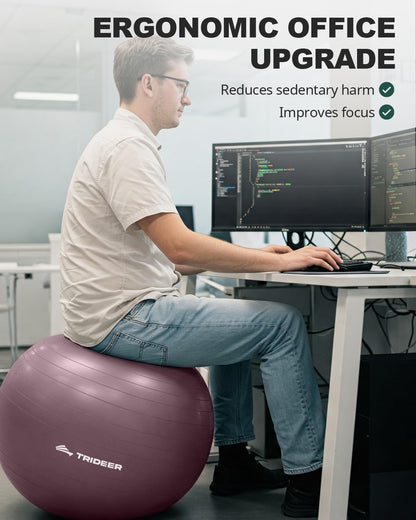 Trideer Yoga Ball for Pregnancy Office Ball Chair– Exercise Ball for Birthing, Labor, Stretching & Core Workout – Anti-Burst, Slip-Resistant for Home Gym, Flexible Seating & Physical Therapy