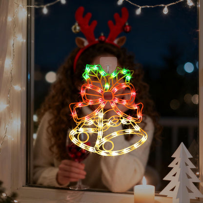 15Inch Christmas Bell Light,Bell Decoration Lights,Christmas Window Silhouette Light,Double Side Sign Lamp Decoration for Holiday Indoor Wall Door Glass Decorations