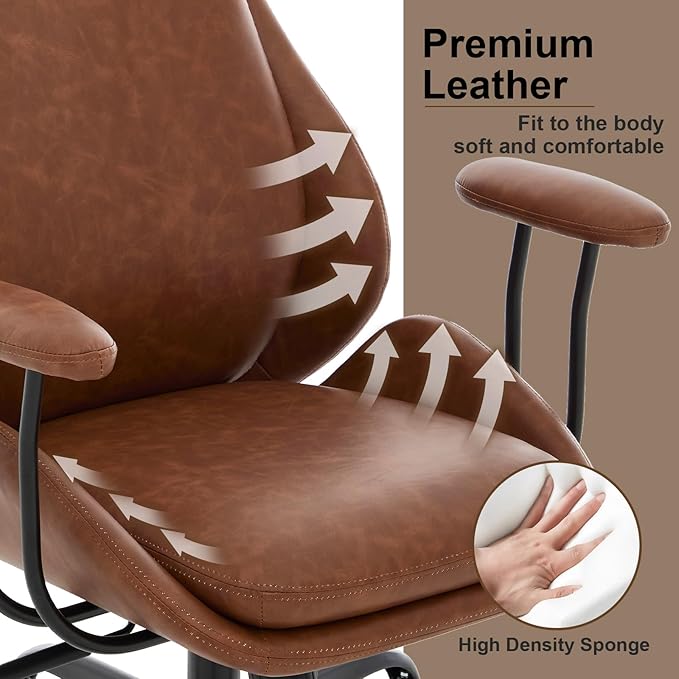 E-Motie Office Chair, Leather Desk Chair