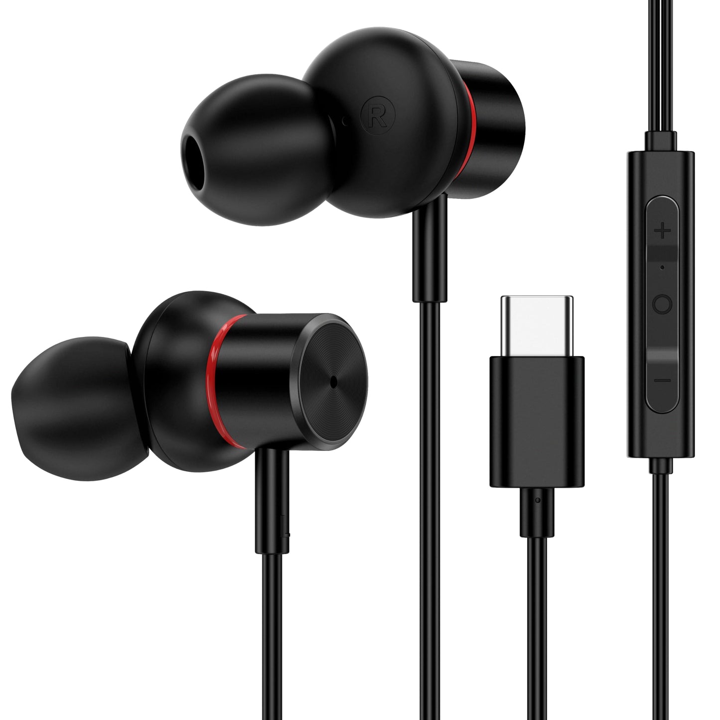 USB C Wired Headphones,【Active Noise Cancelling & One-Click ANC Toggle Button】Ear buds for iPhone 17 16 15 Pro Max USBC Earphones,Hi-Res Sound Type C Earbuds Compatible with iPhone/Android/Galaxy/iPad