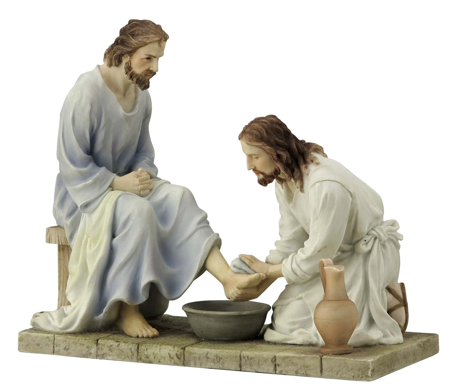 8.5 Inch Jesus Washing His Disciple's Feet - Light Color