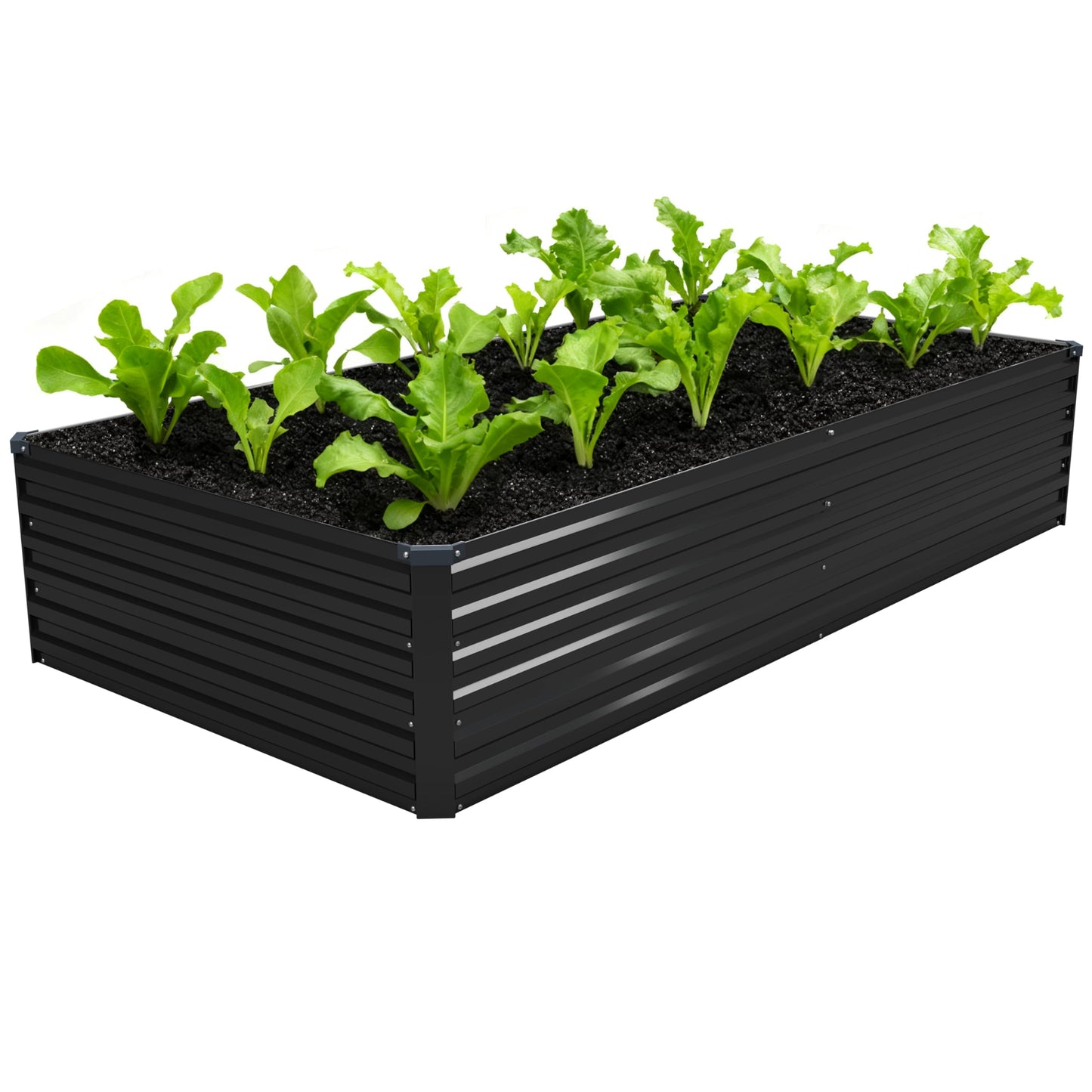 DIIYIV 8x4x1.5FT Galvanized Raised Garden Bed,Vegetable Boxes-Rectangle Metal Flower Box,Large Planter Raised Beds Outdoor Garden for Planting,Fruit,Herb-Black