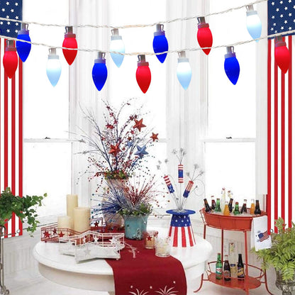 Fonusty Red White and Blue Lights 25Ft 4th of July Decorations Light with 25 LED Christmas Light, Plug-in Patriotic String Lights for Fourth July Christmas Home Presidents Day Memorial Day Decor
