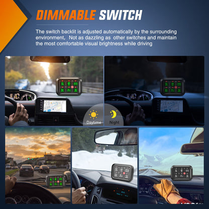 Nilight 6 Gang Switch Panel Universal Circuit Control Relay System with Fuse Wiring Harness Automatic Dimmable ON-Off LED Switch Pod for Cars Trucks Boats ATV UTV SUV, 2 Years Warranty