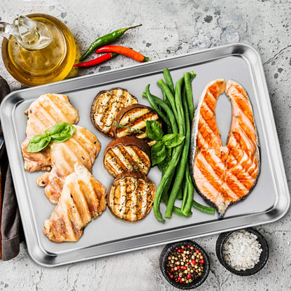 HaWare Baking Tray Set of 2, Stainless Steel Oven Tray– Large Cookie Sheet Pan for Baking Cooking Serving - 40 x 30 x 2.5 cm, Healthy & Non Toxic, Easy Clean & Dishwasher Safe