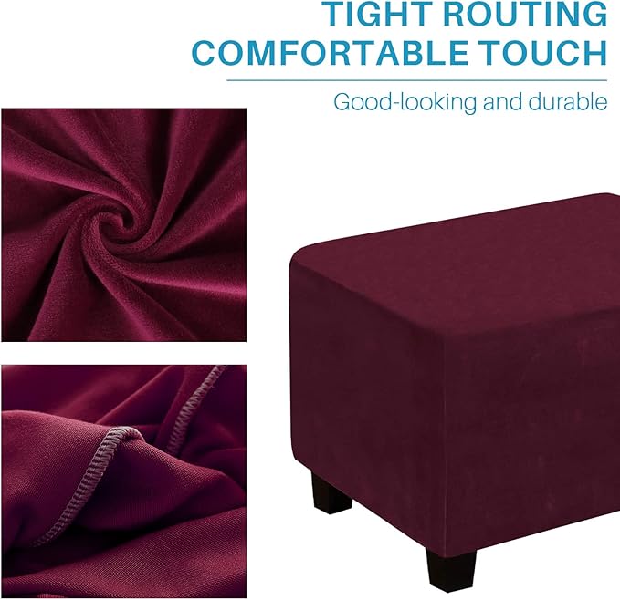 Ottoman Cover, Stretch Rectangle Velvet Ottoman Slipcovers of Foot Stool