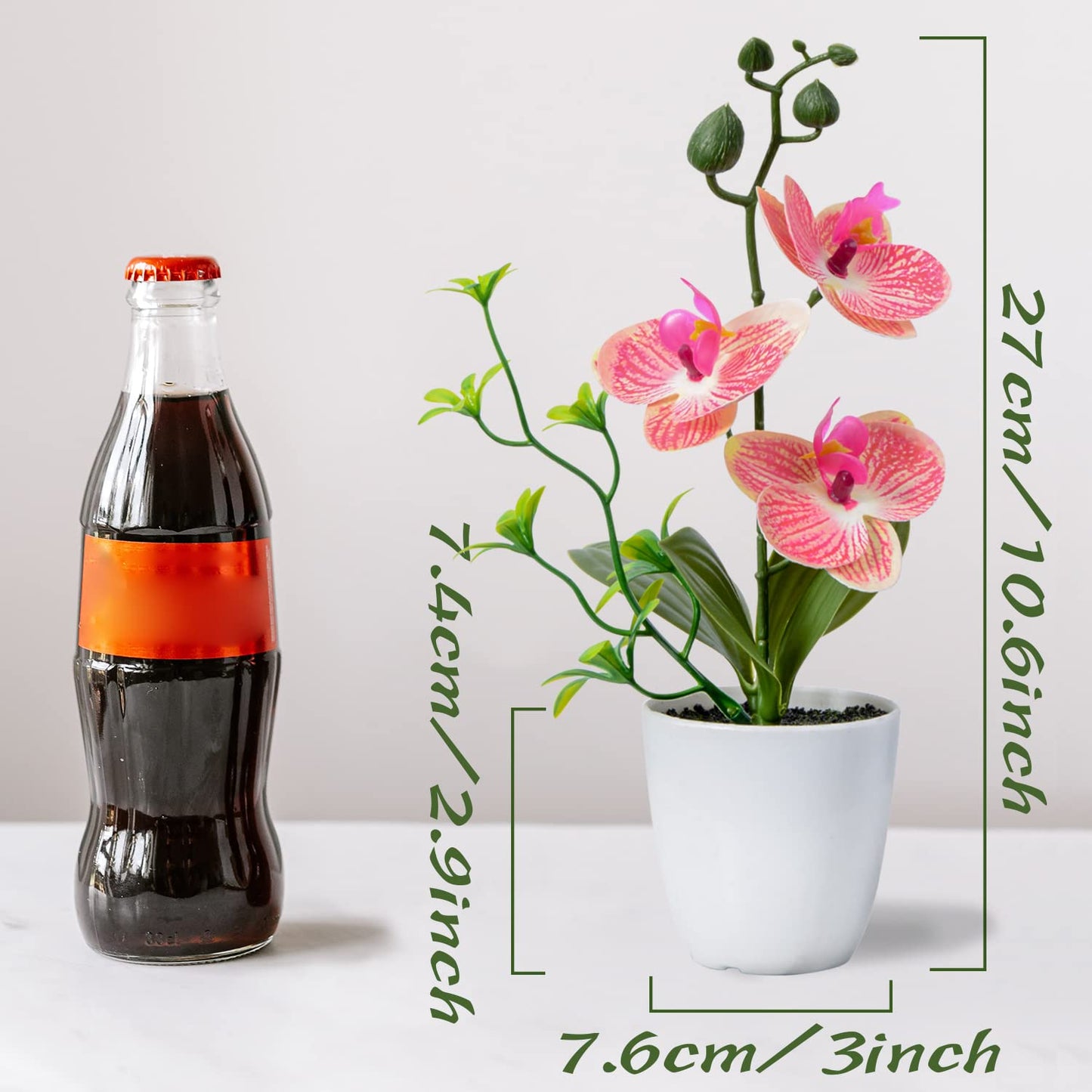 XONOR 4Pcs Artificial Orchid Flowers Mini Potted Orchid Flowers Fake Orchids with Plastic Vase for Home Office Wedding Table Centerpiece Decoration (Purple&Red)