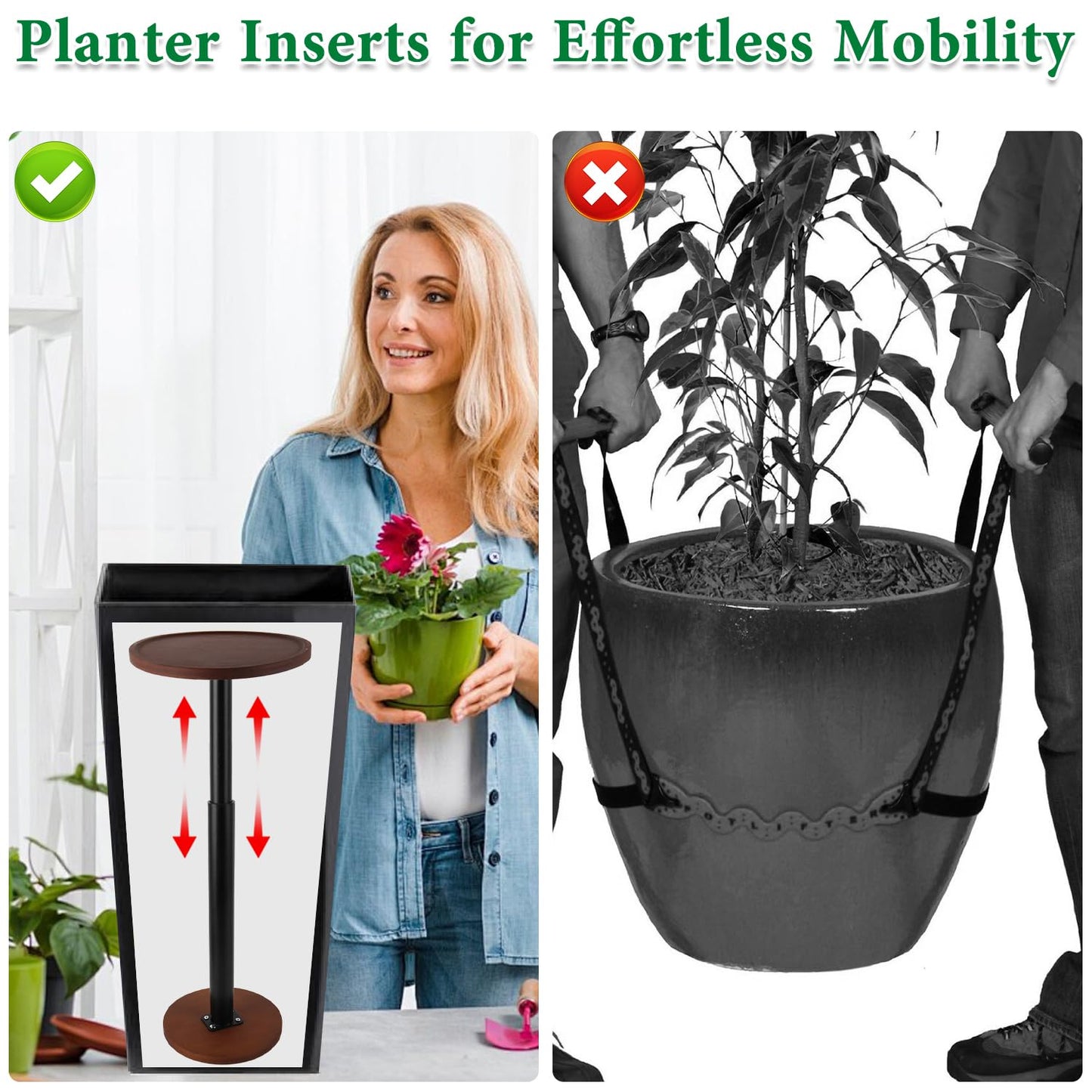 LUTTY Wooden Adjustable Plant Risers for Inside Pot,7.9-13.8 inches Tall Tapered Plant Riser Fill Bottom of Tall Flower Pots and Large Plants Containers, Rise Filler Riser of Flower Pots