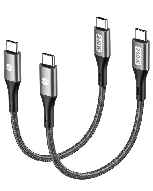 Silkland 240W 100W Short USB C to USB C Cable (1FT, 2 Pack), Fast Charging USBC Type C Cord Compatible for iPhone 17/16/15 Series, MacBook Pro/Air, iPad Pro/Air/Mini, Samsung, Pixel, Laptop