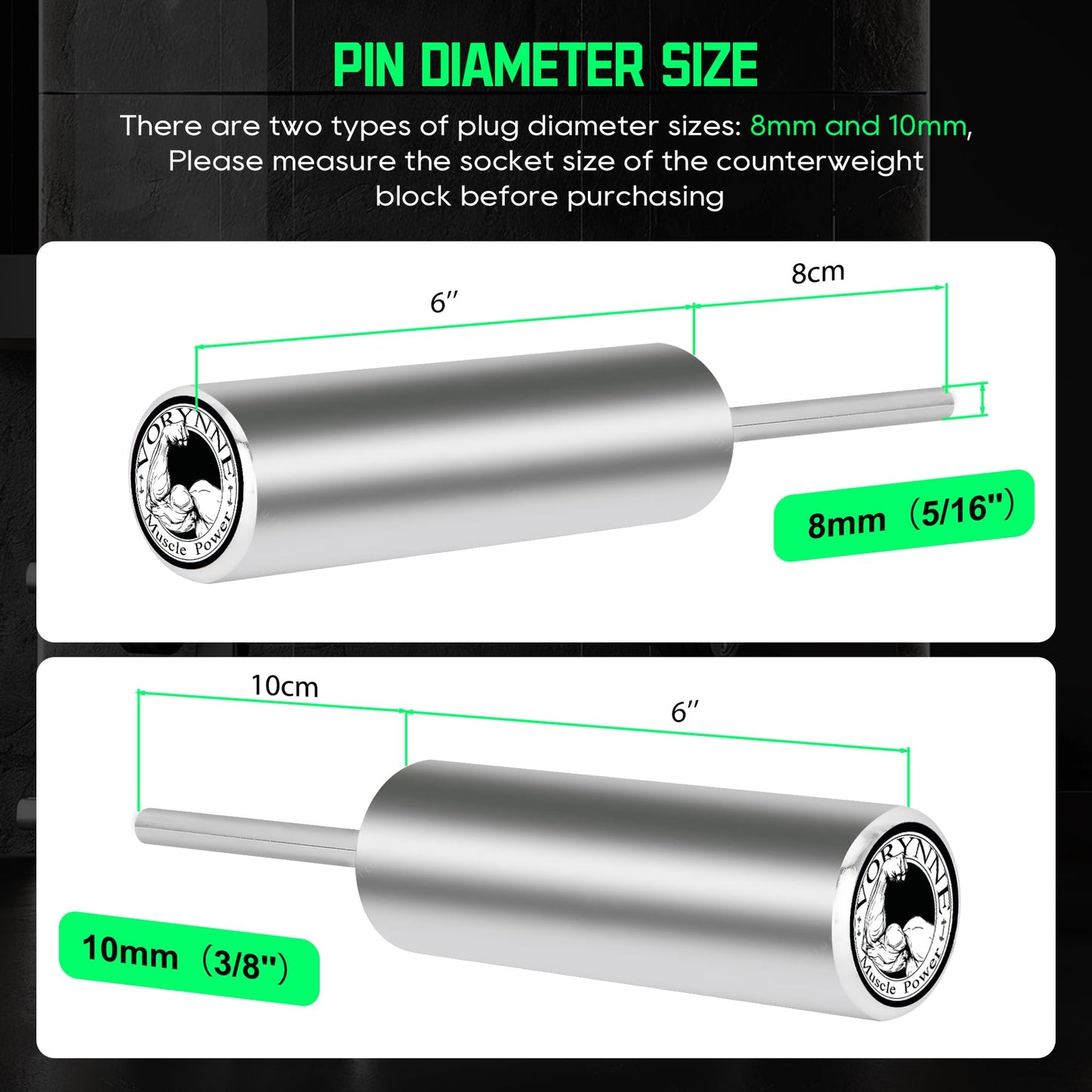 Vorynne Weight Stack Pin Extender for Gym Cable Machine & Home Gym, Ø 8 mm, Allowing Additional Olympic Weight Plates, Made of Durable Steel for Secure and Long-Lasting Use