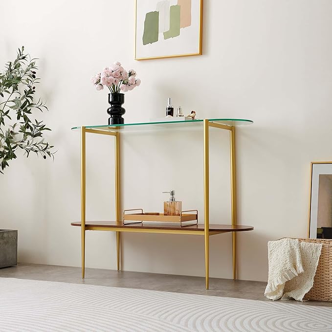 LumFurn Oval Glass Console Table