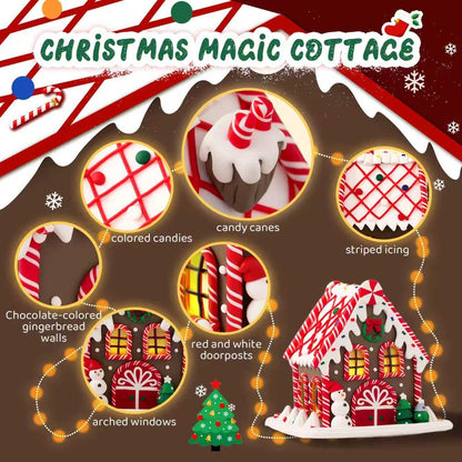 BeeChip Gingerbread House Ornament & Night Light, 6.3" Snow Cottage, White